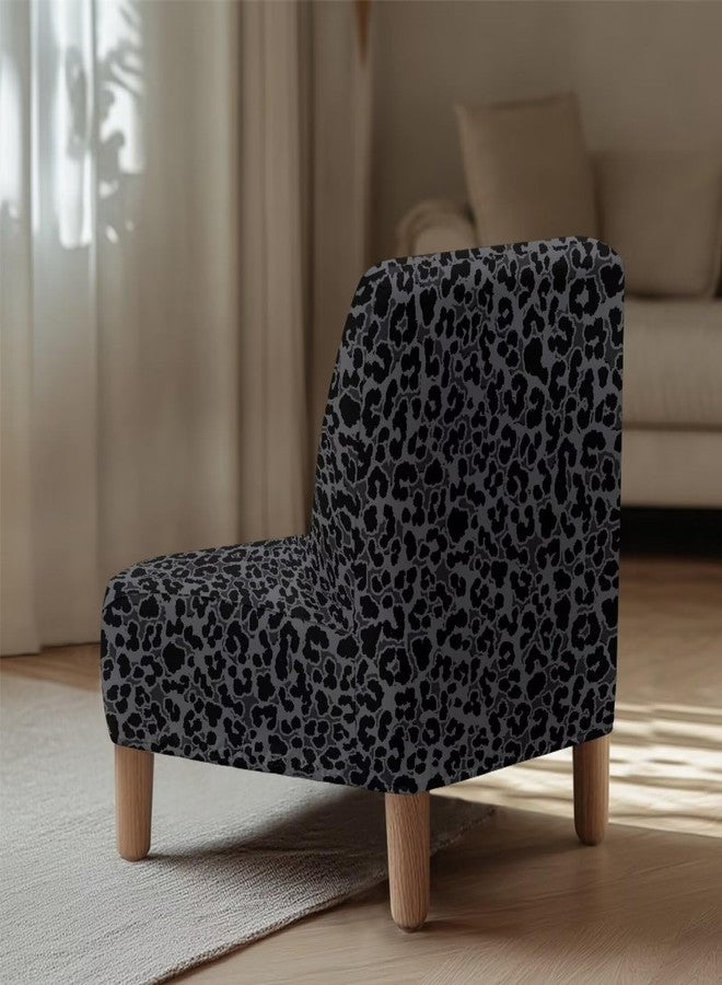 Talayituse Black Leopard Print Accent Chair Cover Slipcover, Armless Stretch Super Soft Chair Slipcovers for Armless Chair Furniture Protector with Elastic Bottom, Pack of 1 - Image 5